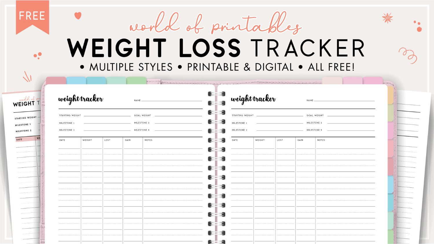 free printable weight loss tracker - world of printables